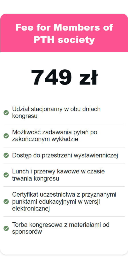 "Fee for Members of PTH society"